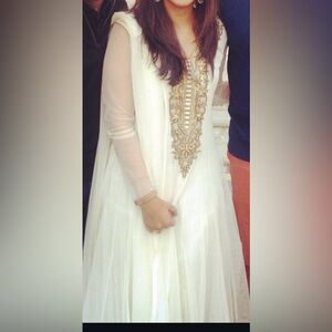 White and gold anarkali. Beautiful elegant